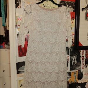 Jessica Howard Lace Long Sleeve Dress in Cream